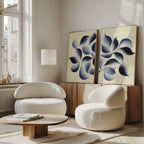 Indigo Whispers Diptych – Set of 2 Canvas Prints set of 2 – blue botanical canvas wall art by Aspire Prints