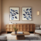 Indigo Whispers Diptych – Set of 2 Canvas Prints set of 2 – blue botanical canvas wall art by Aspire Prints