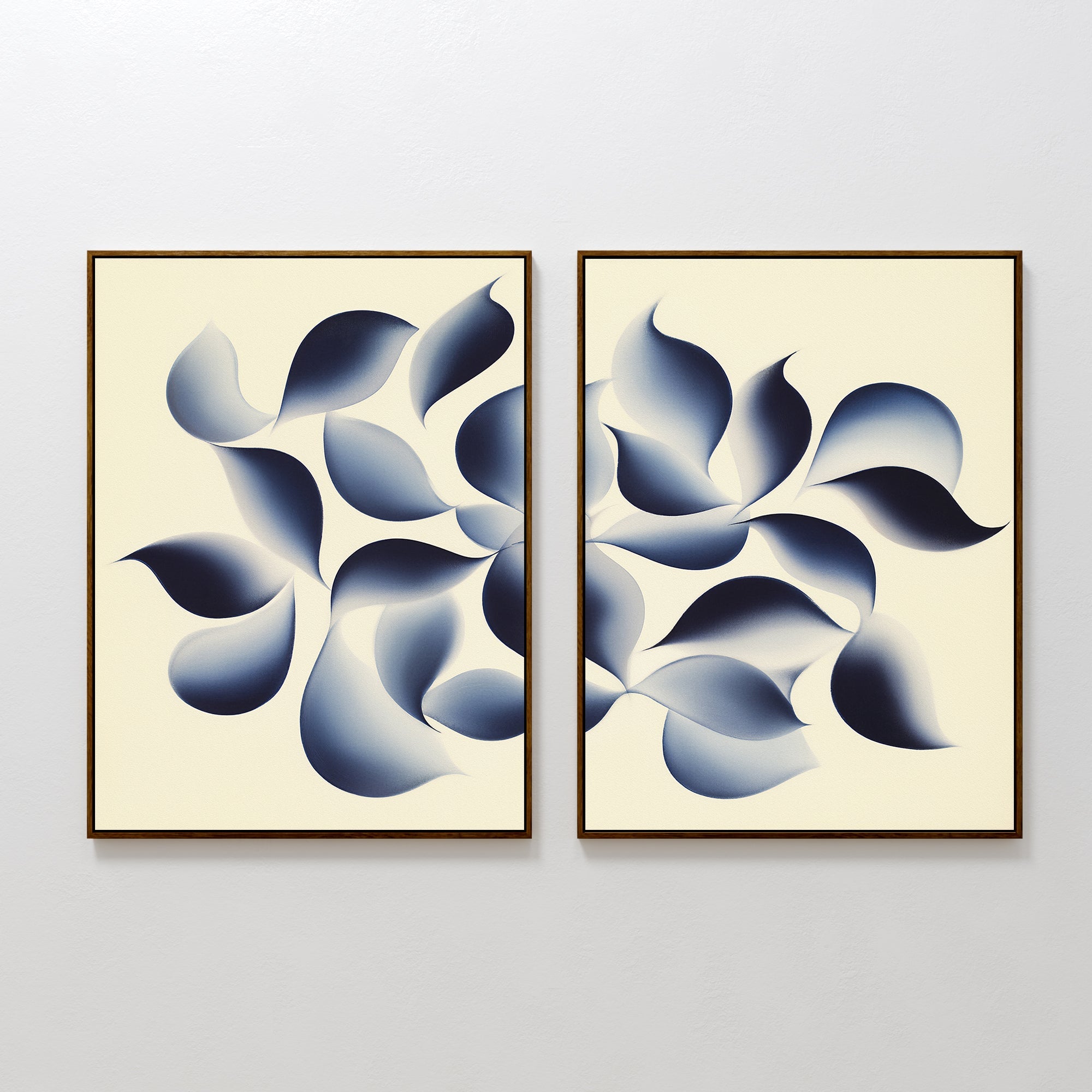 Indigo Whispers Diptych – Set of 2 Canvas Prints set of 2 – blue botanical canvas wall art by Aspire Prints