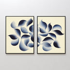 Indigo Whispers Diptych – Set of 2 Canvas Prints set of 2 – blue botanical canvas wall art by Aspire Prints