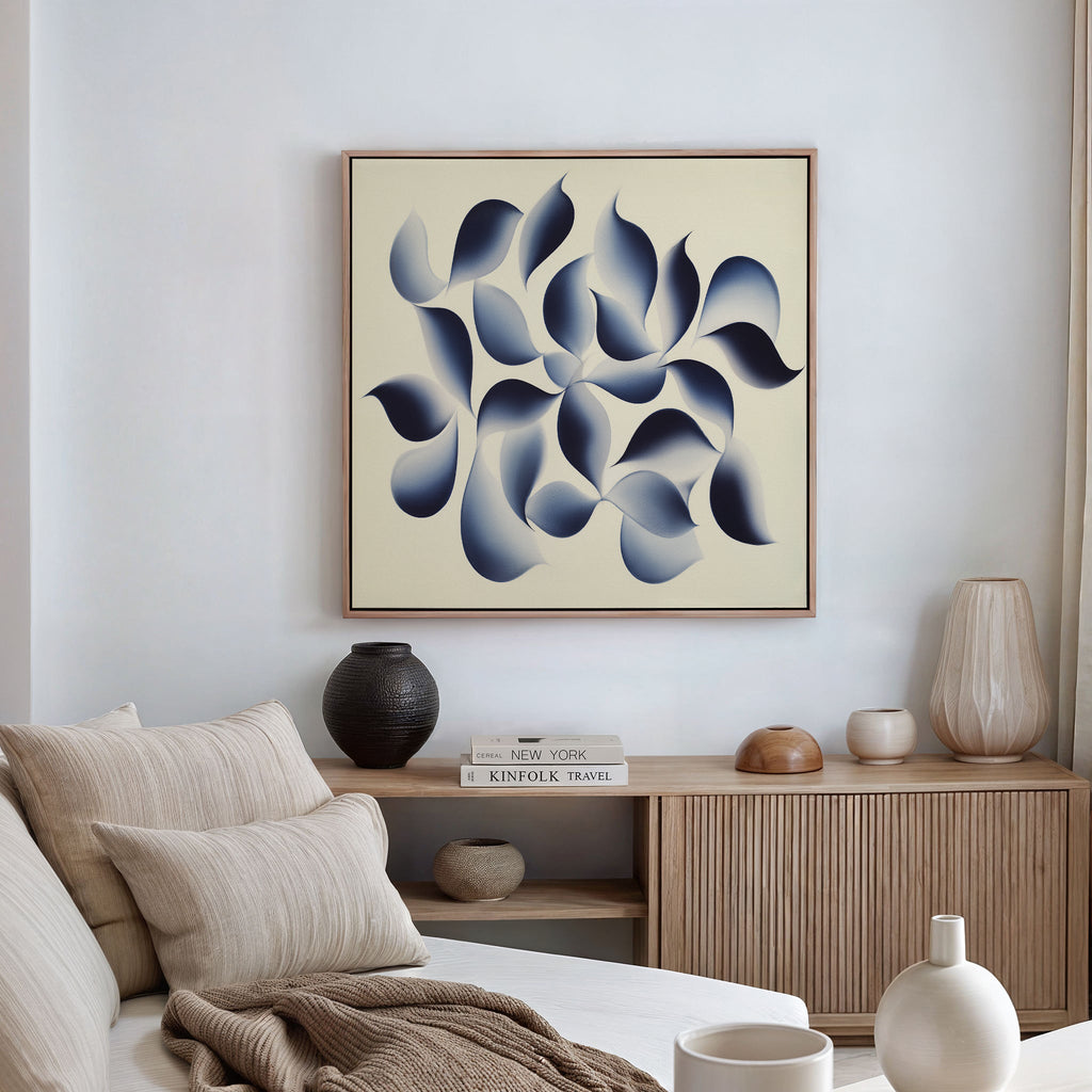 Indigo Whisper in Bloom – blue botanical canvas wall art print by Aspire Prints