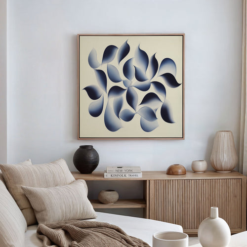Indigo Whisper in Bloom – blue botanical canvas wall art print by Aspire Prints