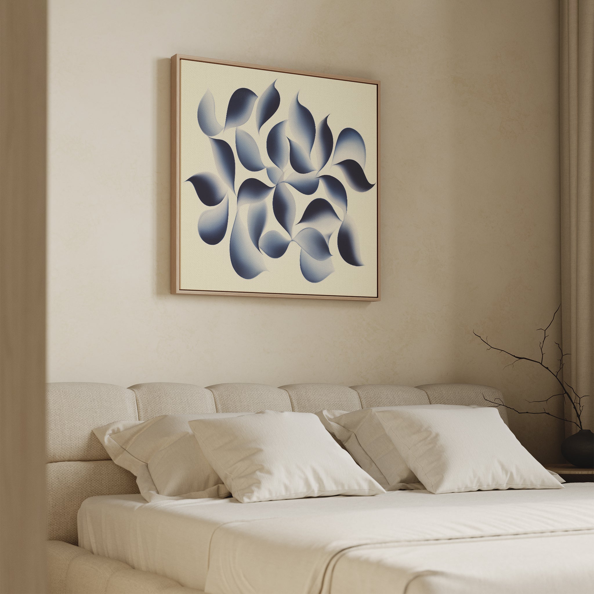 Indigo Whisper in Bloom – blue botanical canvas wall art print by Aspire Prints