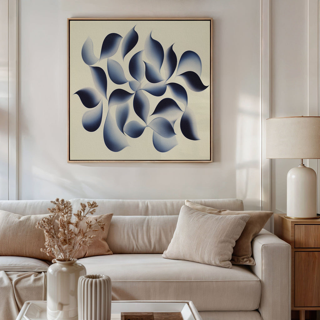 Indigo Whisper in Bloom – blue botanical canvas wall art print by Aspire Prints