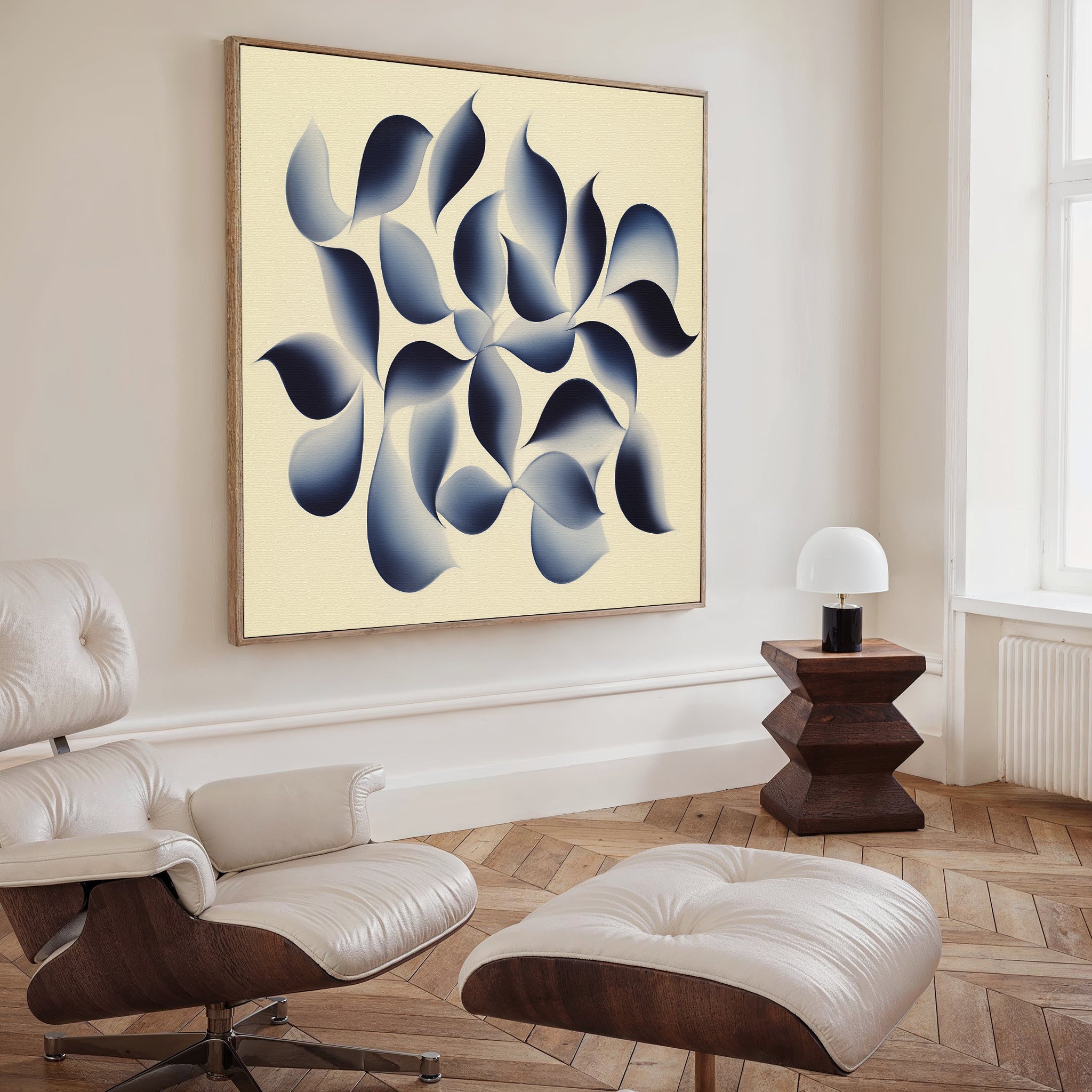 Indigo Whisper in Bloom – blue botanical canvas wall art print by Aspire Prints