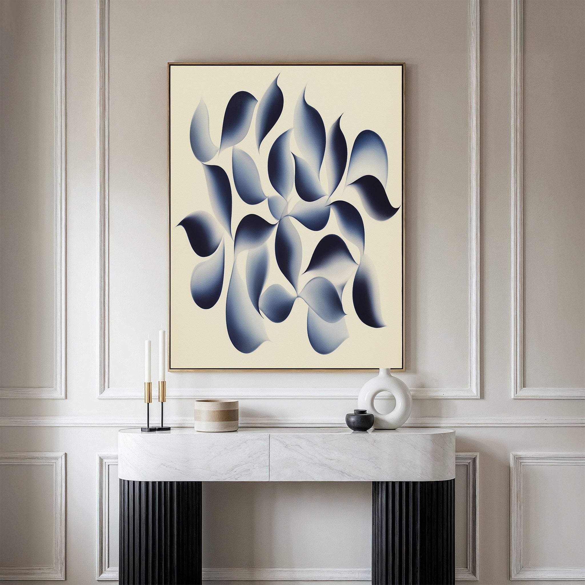 Indigo Whispers in the Quiet – blue botanical canvas wall art print by Aspire Prints