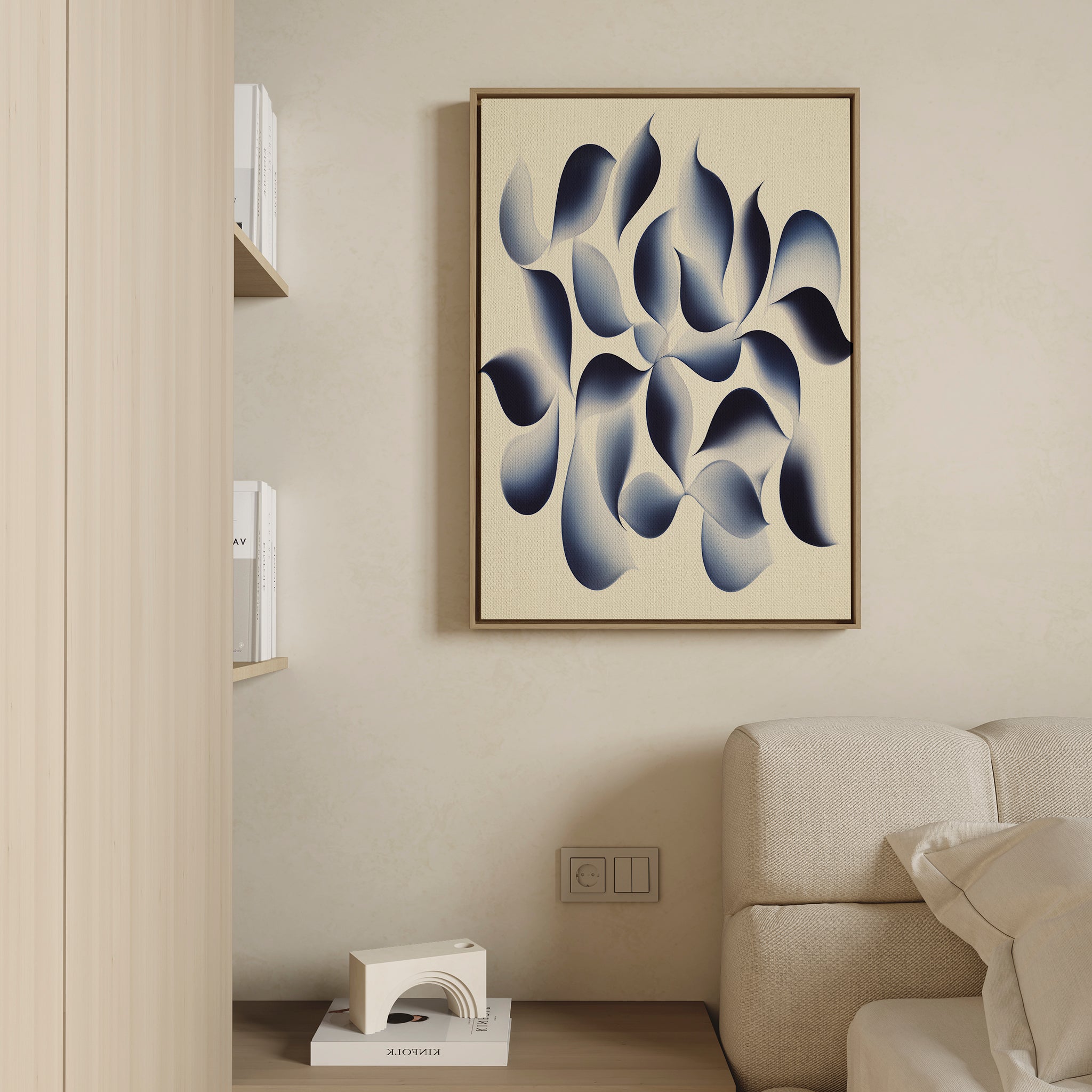 Indigo Whispers in the Quiet – blue botanical canvas wall art print by Aspire Prints