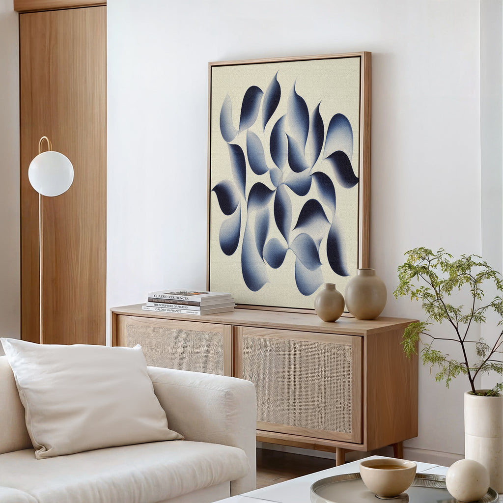Indigo Whispers in the Quiet – blue botanical canvas wall art print by Aspire Prints