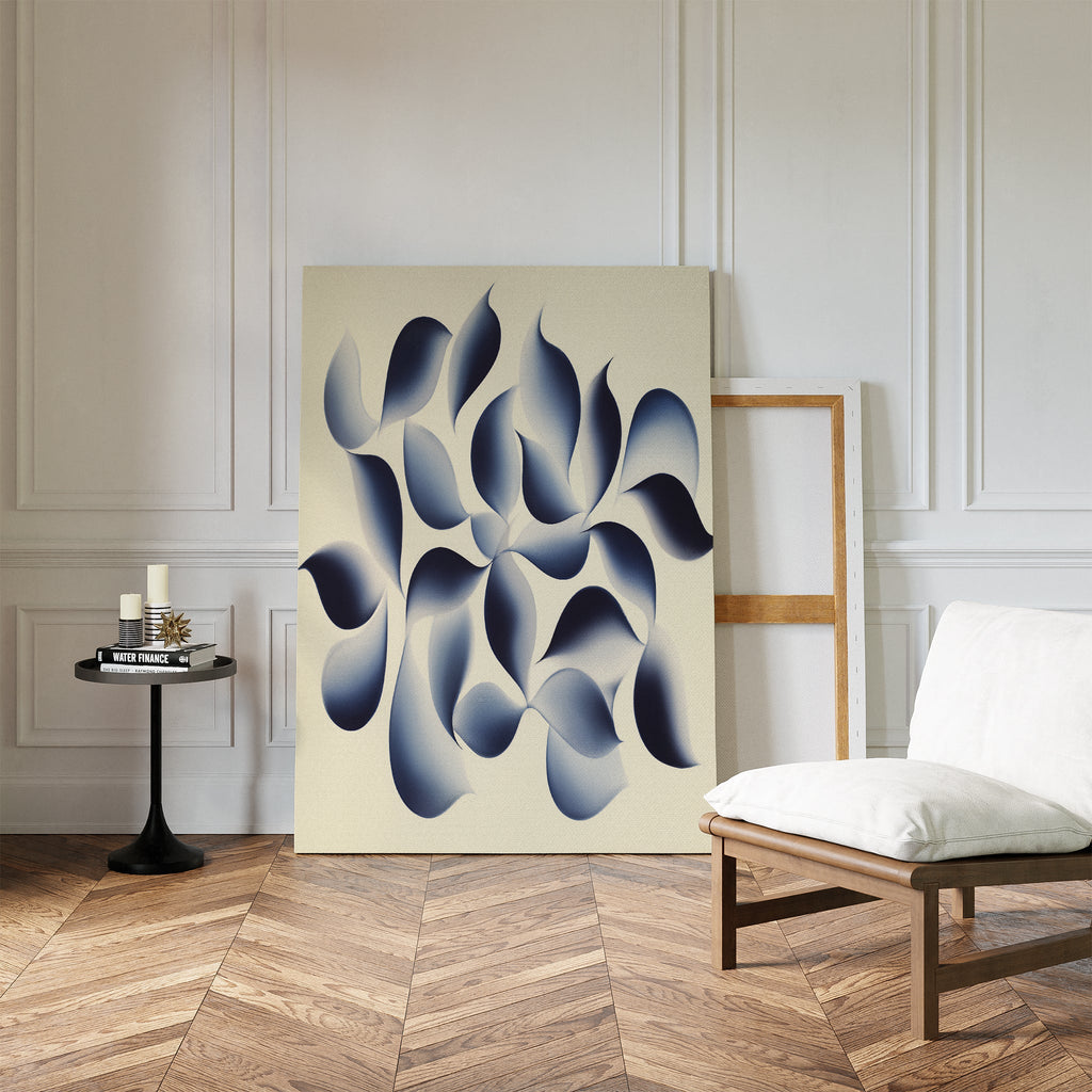 Indigo Whispers in the Quiet – blue botanical canvas wall art print by Aspire Prints
