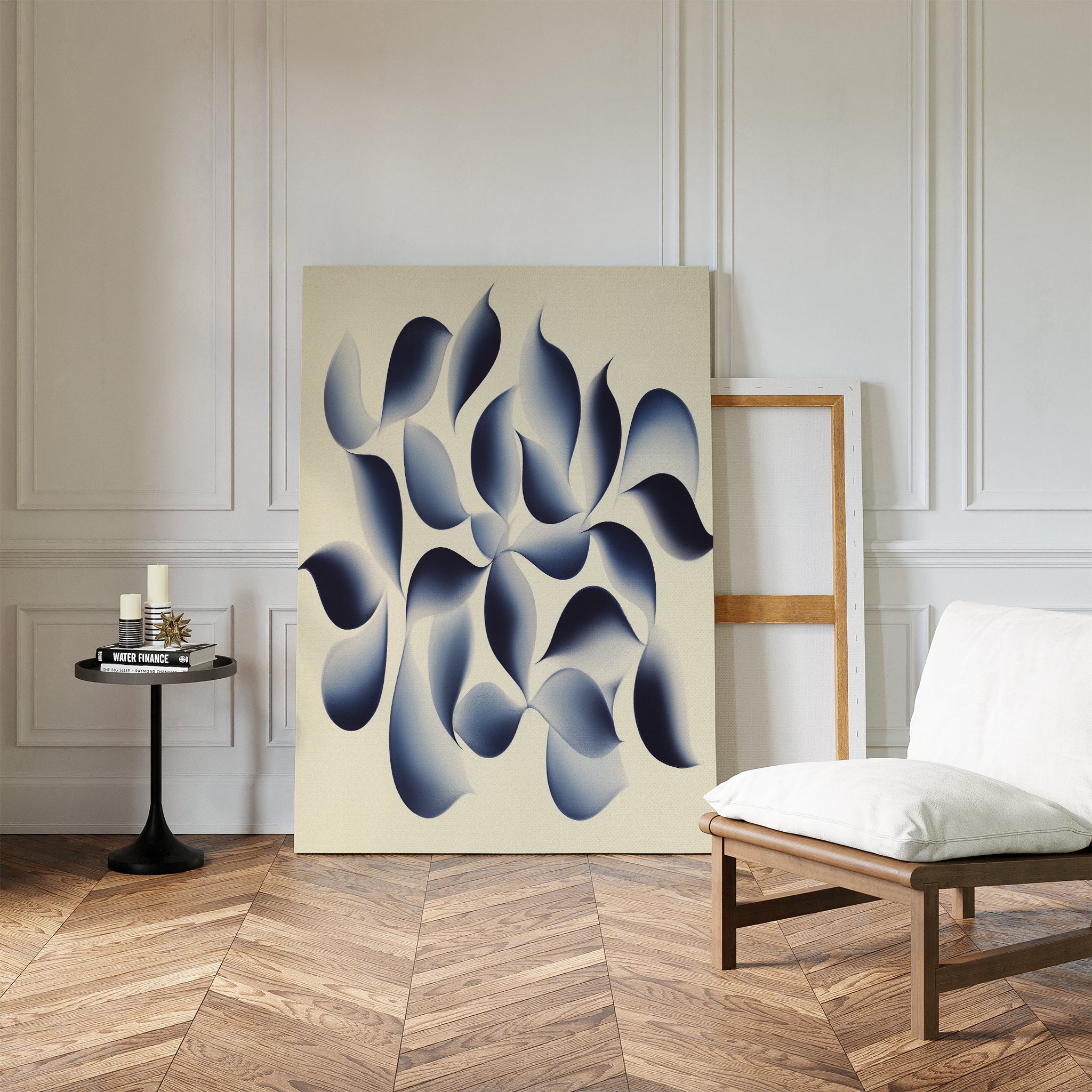 Indigo Whispers in the Quiet – blue botanical canvas wall art print by Aspire Prints
