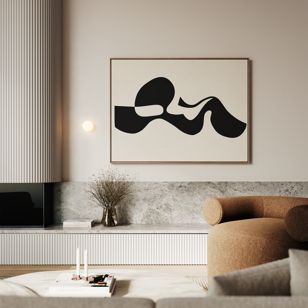 Whispered Calligraphy – black and white abstract canvas wall art print by Aspire Prints