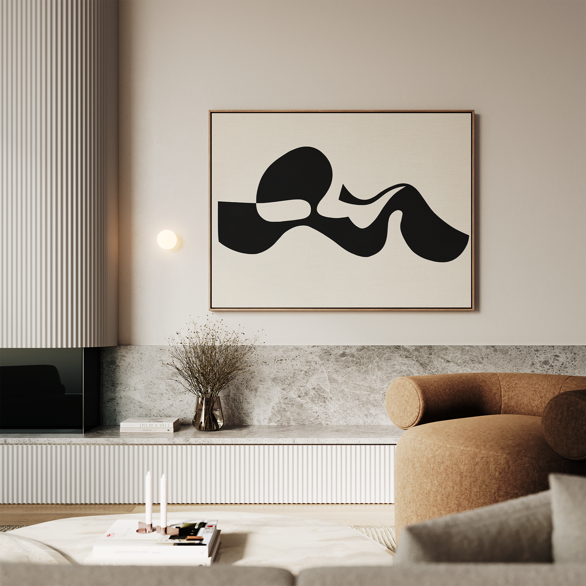 Whispered Calligraphy – black and white abstract canvas wall art print by Aspire Prints