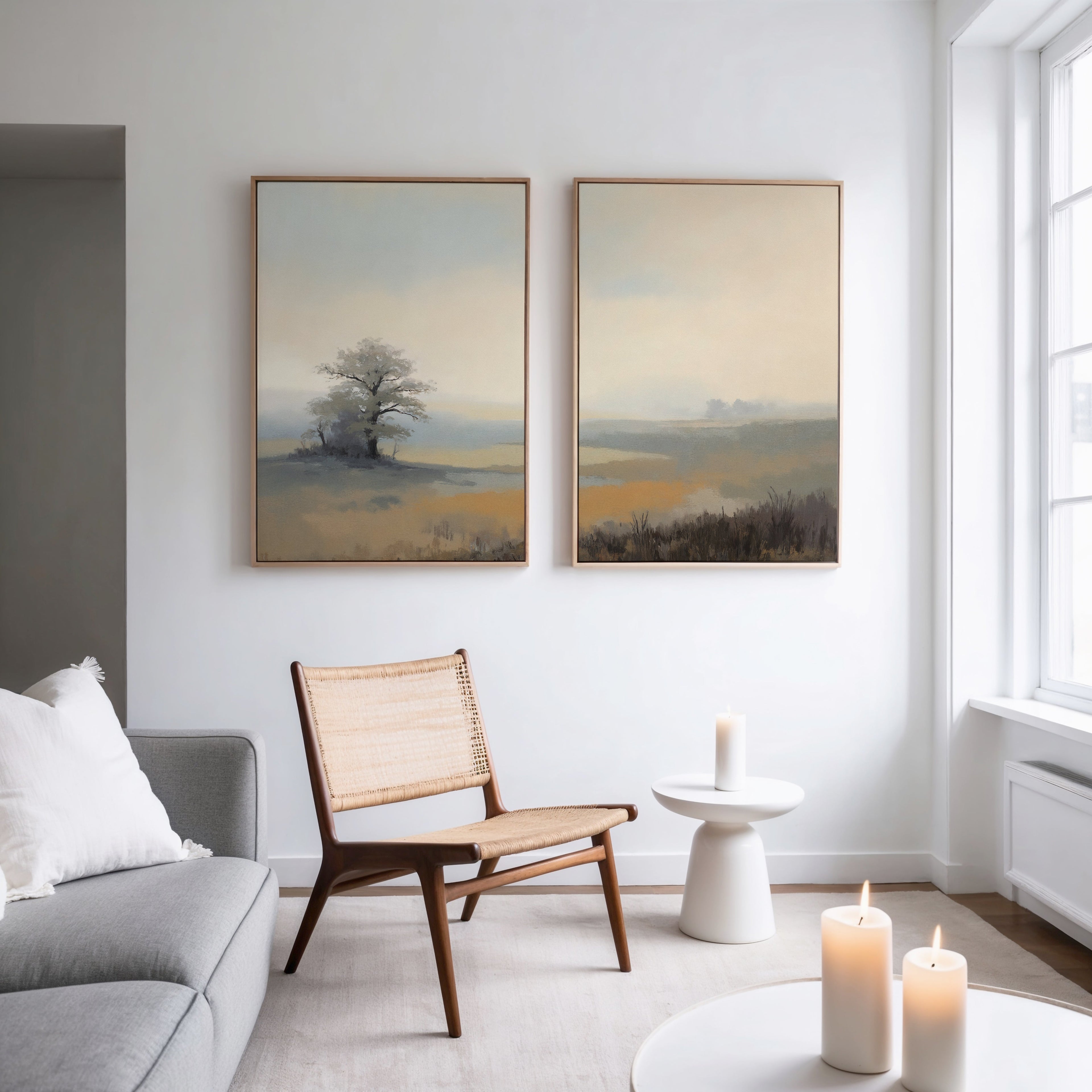 Whispers Through the Mist – Set of 2 Canvas Prints set of 2 – green vintage canvas wall art by Aspire Prints