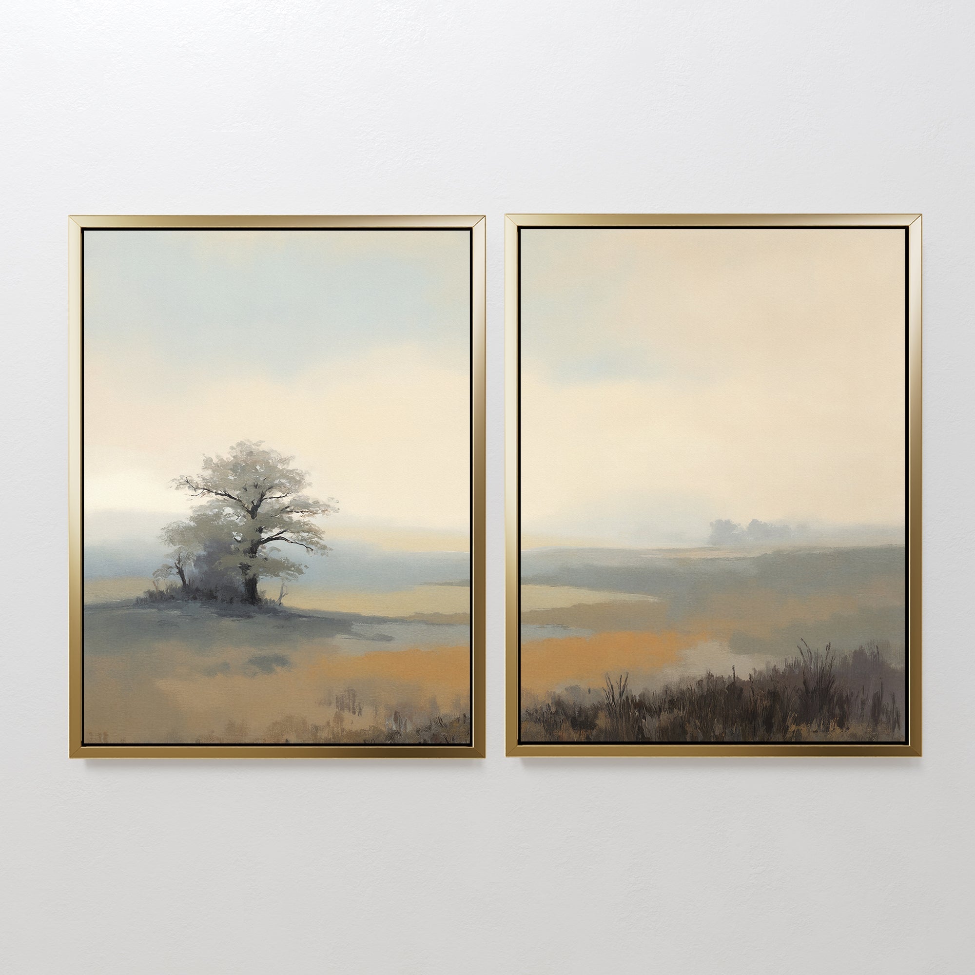 Whispers Through the Mist – Set of 2 Canvas Prints set of 2 – green vintage canvas wall art by Aspire Prints