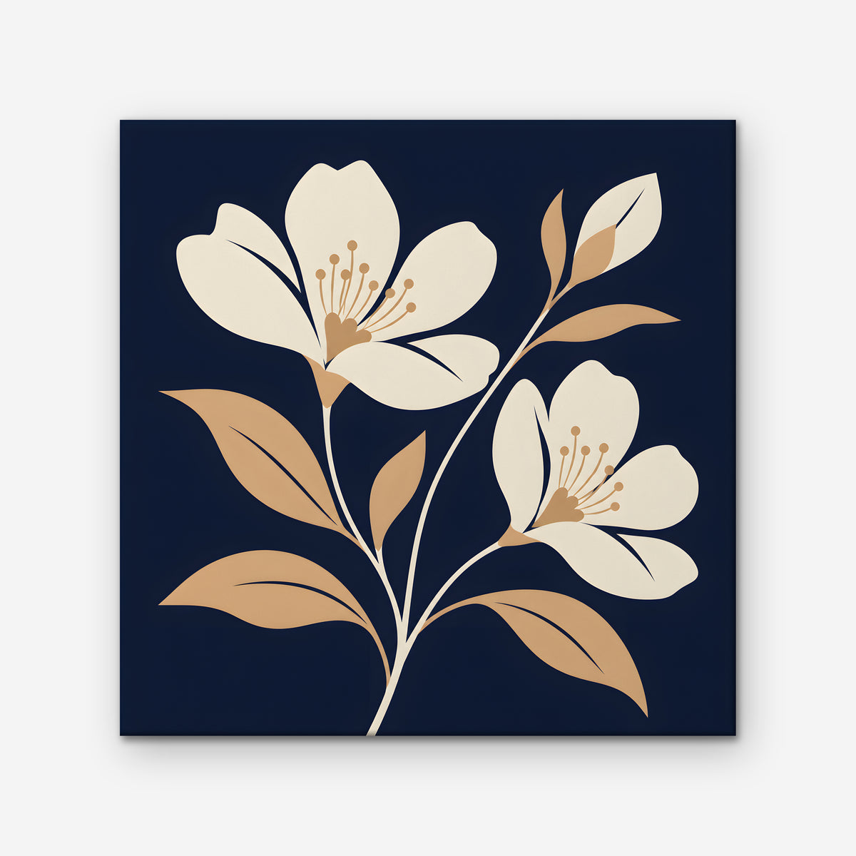 Folk Blossoms Canvas Art - Square – Stretched Canvas Only on white background