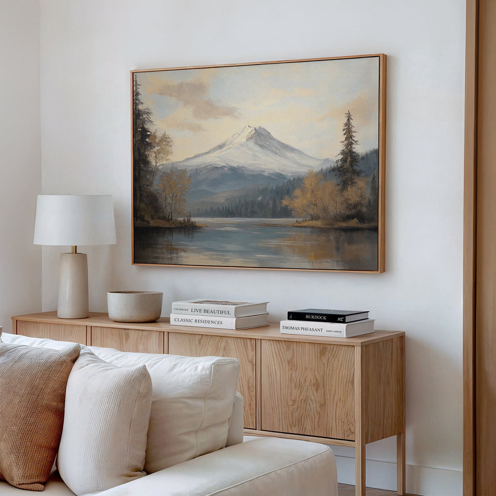 Whispers of the Alpine Mirror – blue vintage canvas wall art print by Aspire Prints