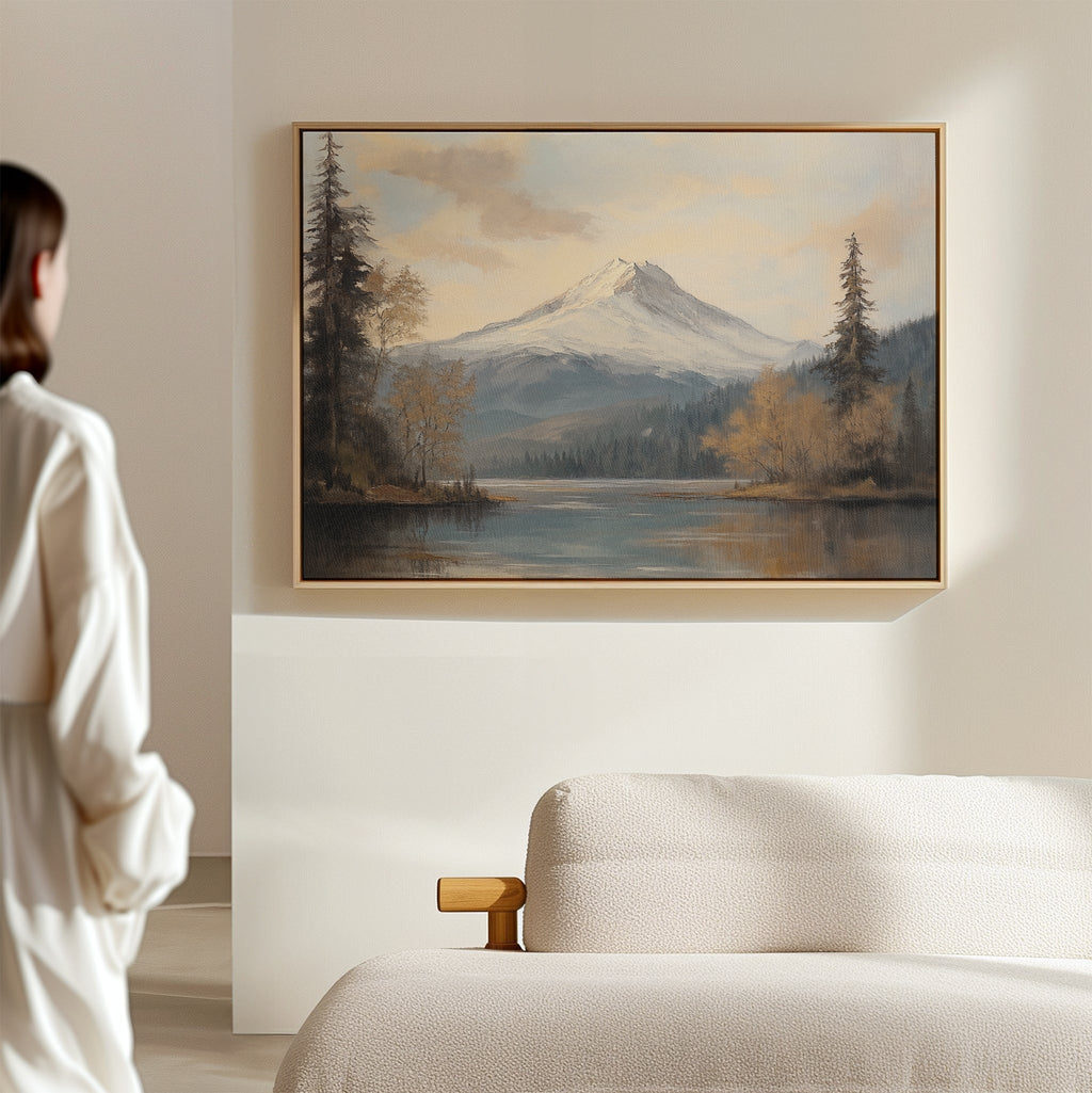 Whispers of the Alpine Mirror – blue vintage canvas wall art print by Aspire Prints