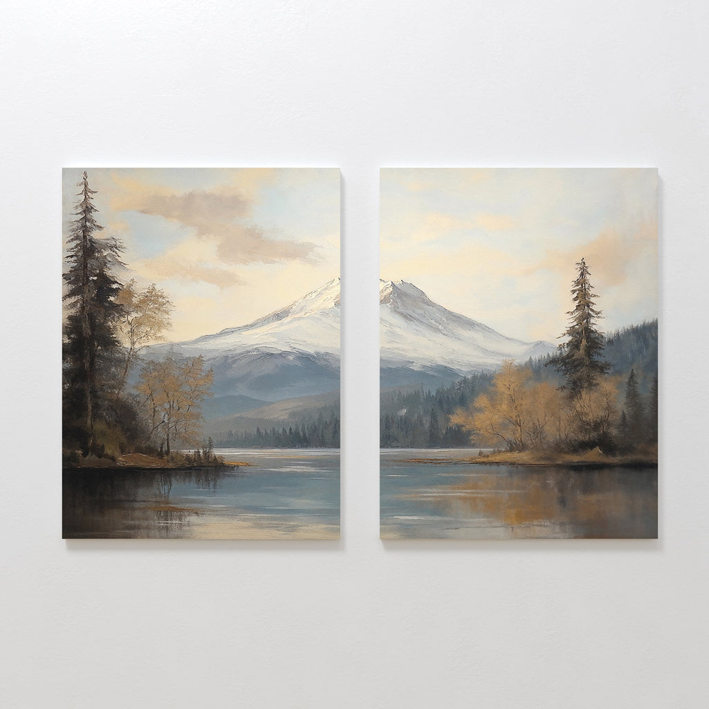 Frosted Ascent – Set of 2 Canvas Prints set of 2 – blue vintage canvas wall art by Aspire Prints