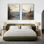 Frosted Ascent – Set of 2 Canvas Prints set of 2 – blue vintage canvas wall art by Aspire Prints