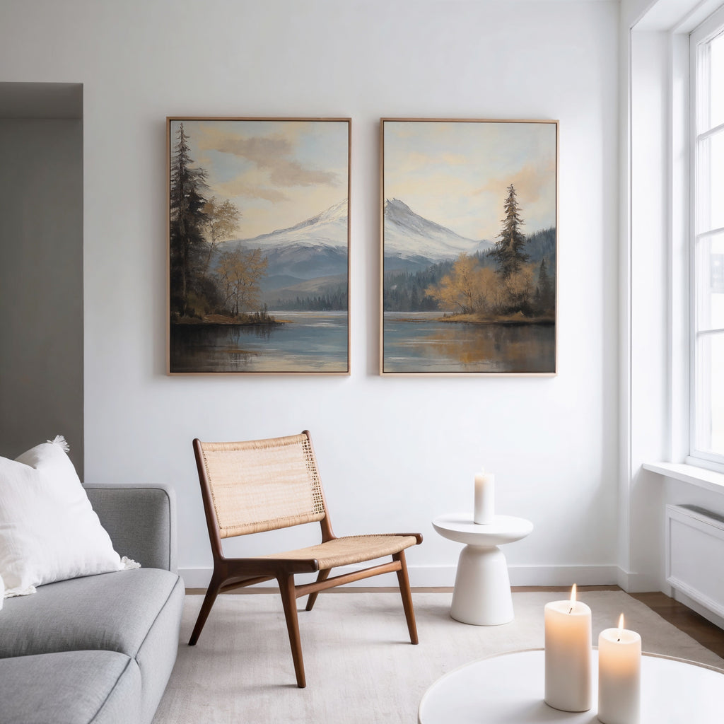 Frosted Ascent – Set of 2 Canvas Prints set of 2 – blue vintage canvas wall art by Aspire Prints