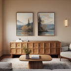 Frosted Ascent – Set of 2 Canvas Prints set of 2 – blue vintage canvas wall art by Aspire Prints