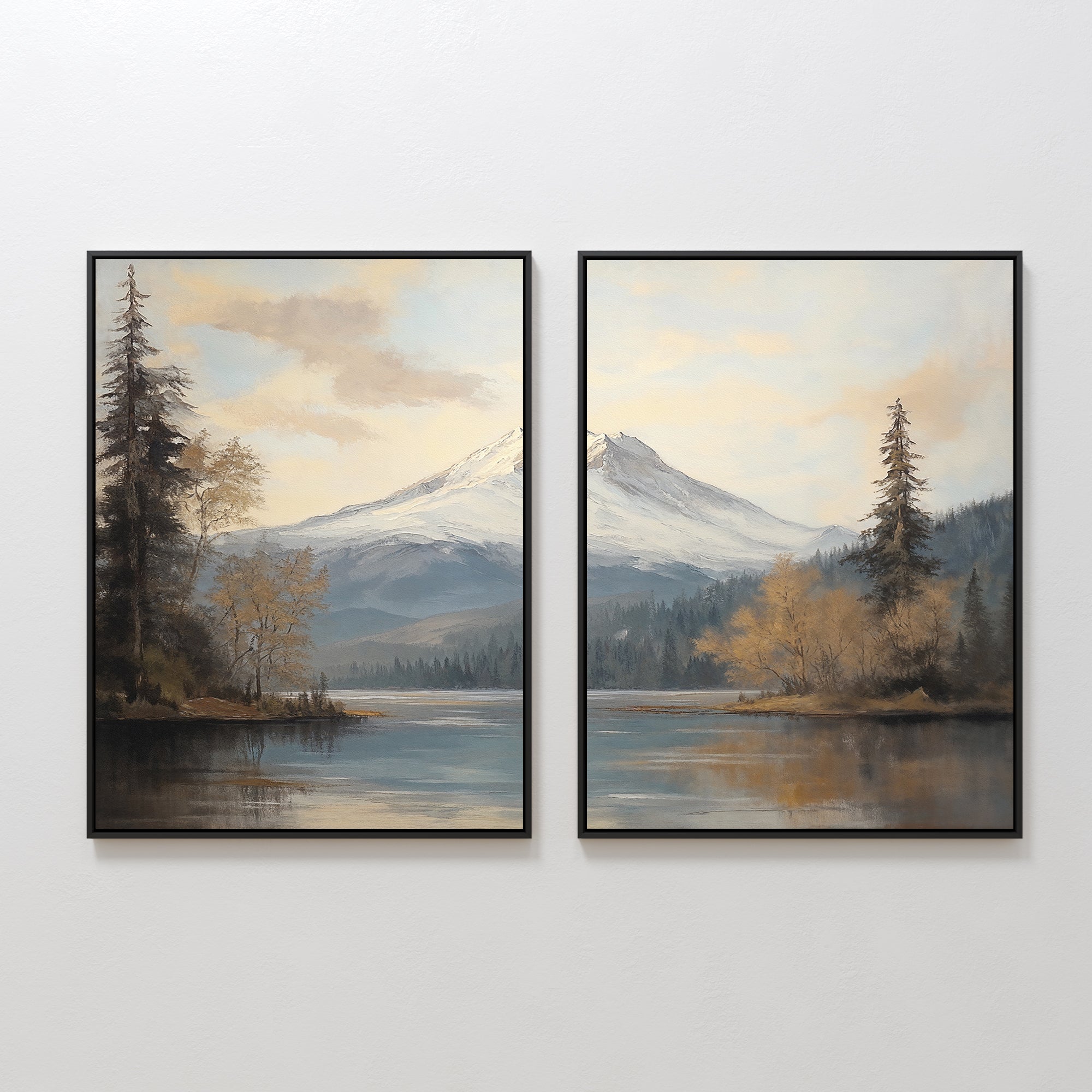 Frosted Ascent – Set of 2 Canvas Prints set of 2 – blue vintage canvas wall art by Aspire Prints