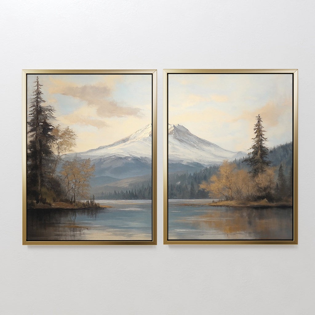 Frosted Ascent – Set of 2 Canvas Prints set of 2 – blue vintage canvas wall art by Aspire Prints