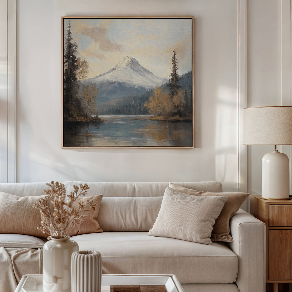 Stillwater Summit – blue vintage canvas wall art print by Aspire Prints