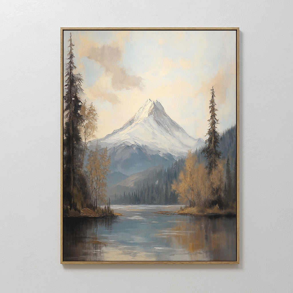 Whispering Peaks at Dawn – blue vintage canvas wall art print by Aspire Prints