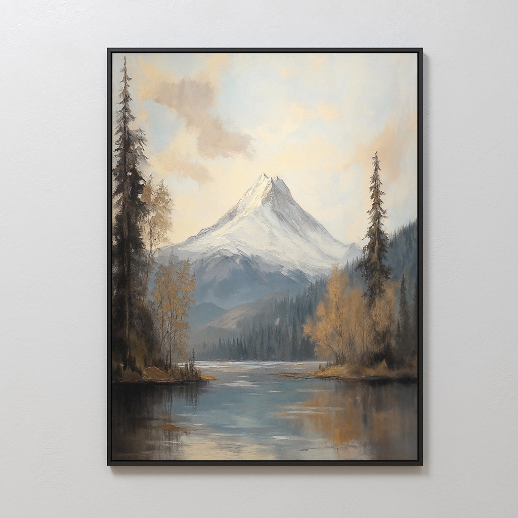 Whispering Peaks at Dawn – blue vintage canvas wall art print by Aspire Prints
