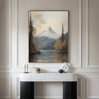 Whispering Peaks at Dawn – blue vintage canvas wall art print by Aspire Prints