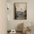Whispering Peaks at Dawn – blue vintage canvas wall art print by Aspire Prints