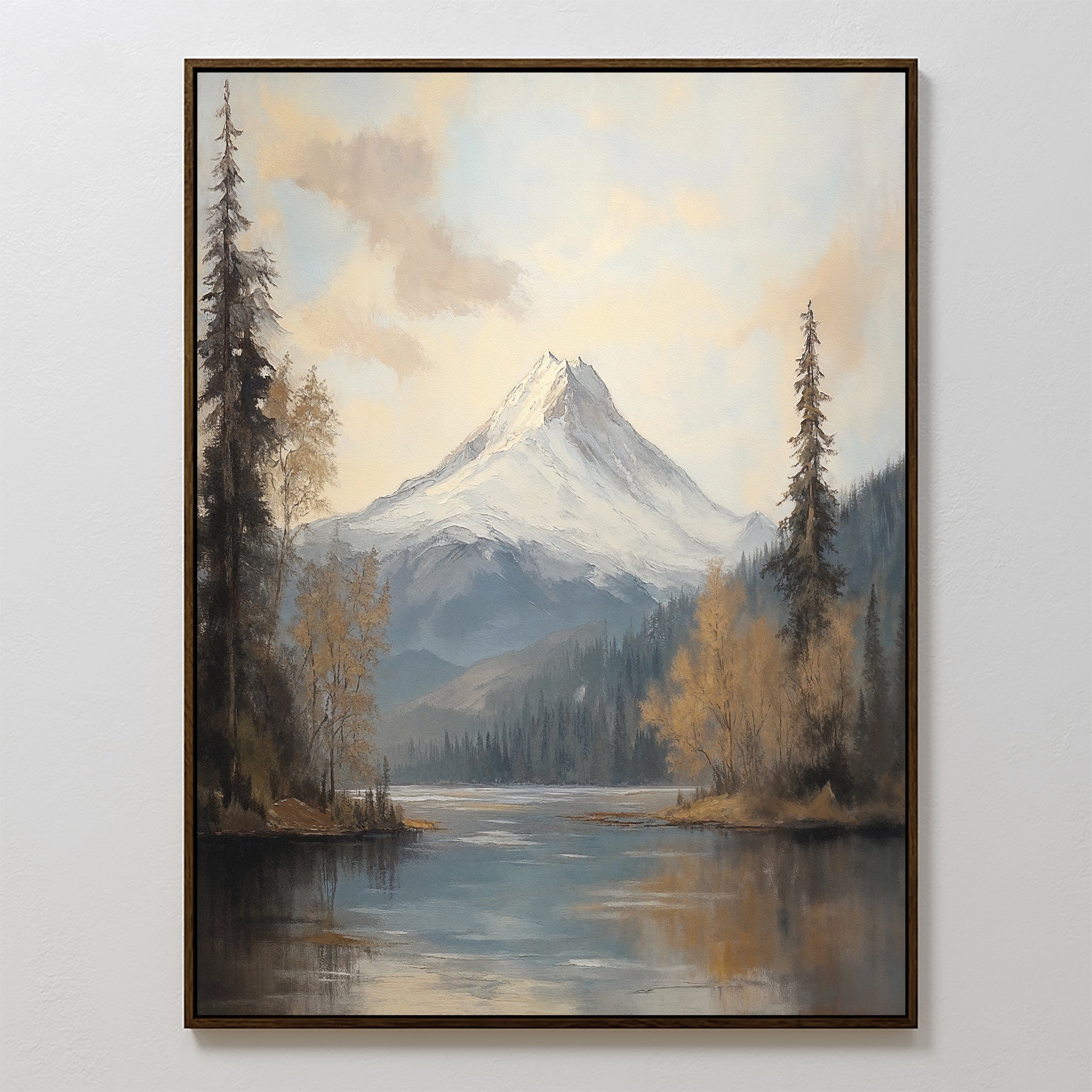 Whispering Peaks at Dawn – blue vintage canvas wall art print by Aspire Prints