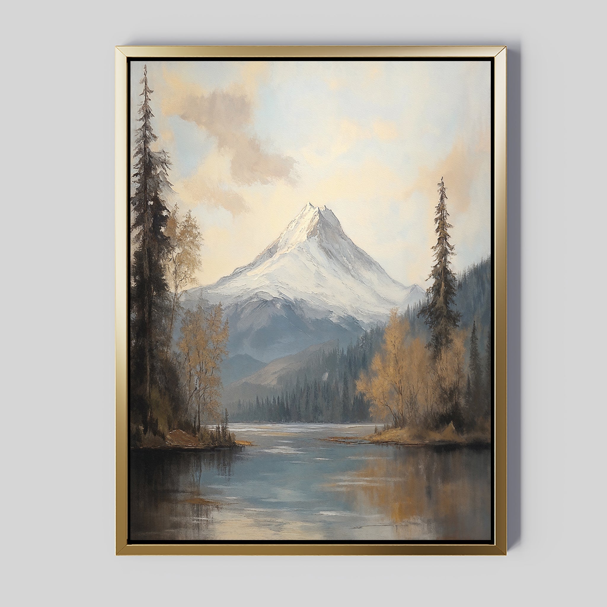 Whispering Peaks at Dawn – blue vintage canvas wall art print by Aspire Prints