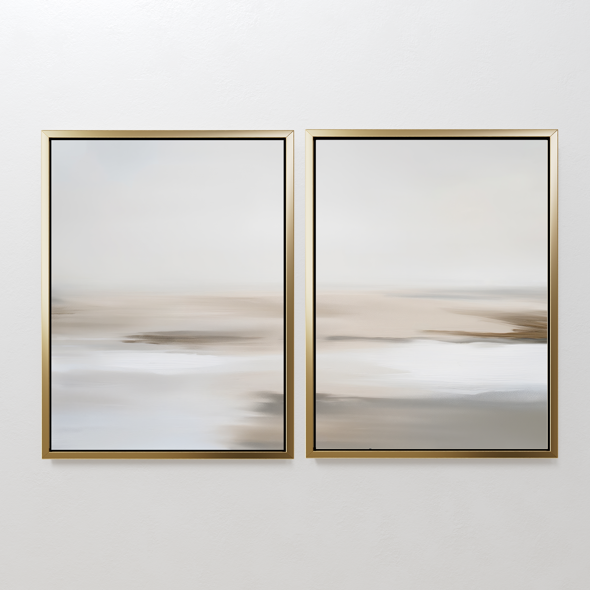 Whispers in Sand & Silence – Set of 2 Canvas Prints set of 2 – beige and white abstract canvas wall art by Aspire Prints
