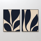 Inkbloom Duet – Set of 2 Canvas Prints set of 2 – blue botanical canvas wall art by Aspire Prints