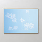 Whispering Petals in Powder Blue – blue botanical canvas wall art print by Aspire Prints