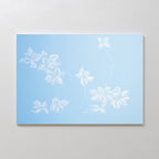 Whispering Petals in Powder Blue – blue botanical canvas wall art print by Aspire Prints