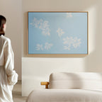 Whispering Petals in Powder Blue – blue botanical canvas wall art print by Aspire Prints