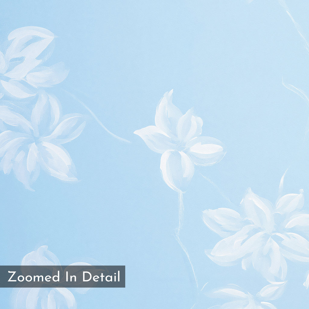 Whispering Petals in Powder Blue – blue botanical canvas wall art print by Aspire Prints