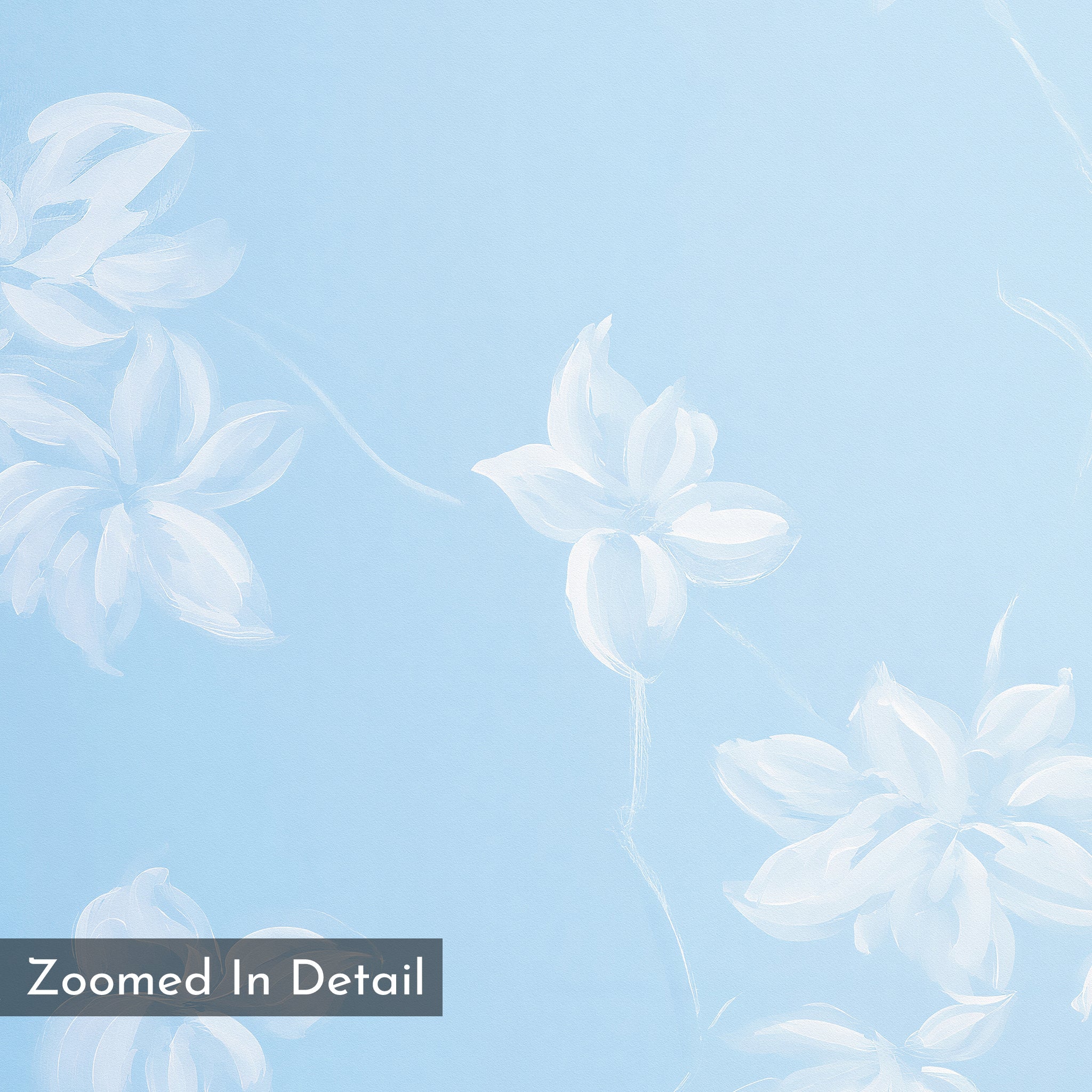 Whispering Petals in Powder Blue – blue botanical canvas wall art print by Aspire Prints