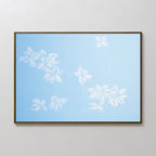 Whispering Petals in Powder Blue – blue botanical canvas wall art print by Aspire Prints