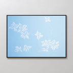 Whispering Petals in Powder Blue – blue botanical canvas wall art print by Aspire Prints