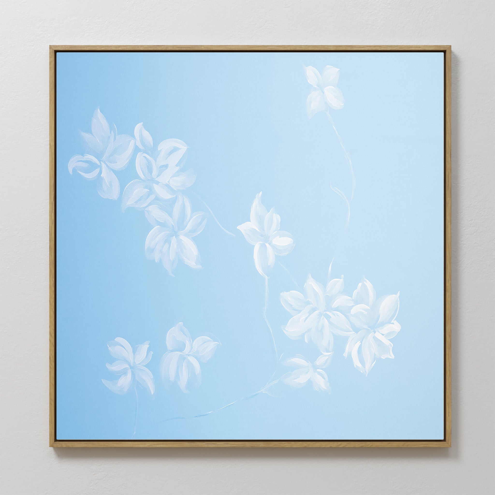 Whisper of Petals – blue botanical canvas wall art print by Aspire Prints