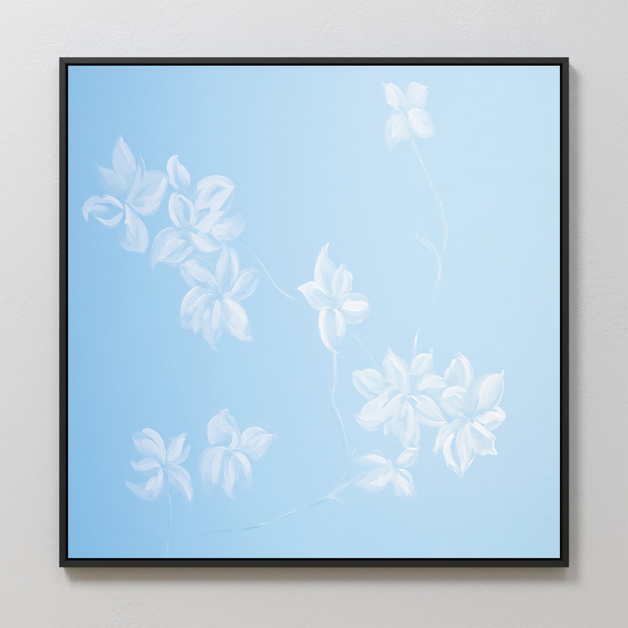 Whisper of Petals – blue botanical canvas wall art print by Aspire Prints
