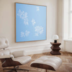 Whisper of Petals – blue botanical canvas wall art print by Aspire Prints