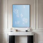 Whispering Petals in Powder Blue – blue botanical canvas wall art print by Aspire Prints