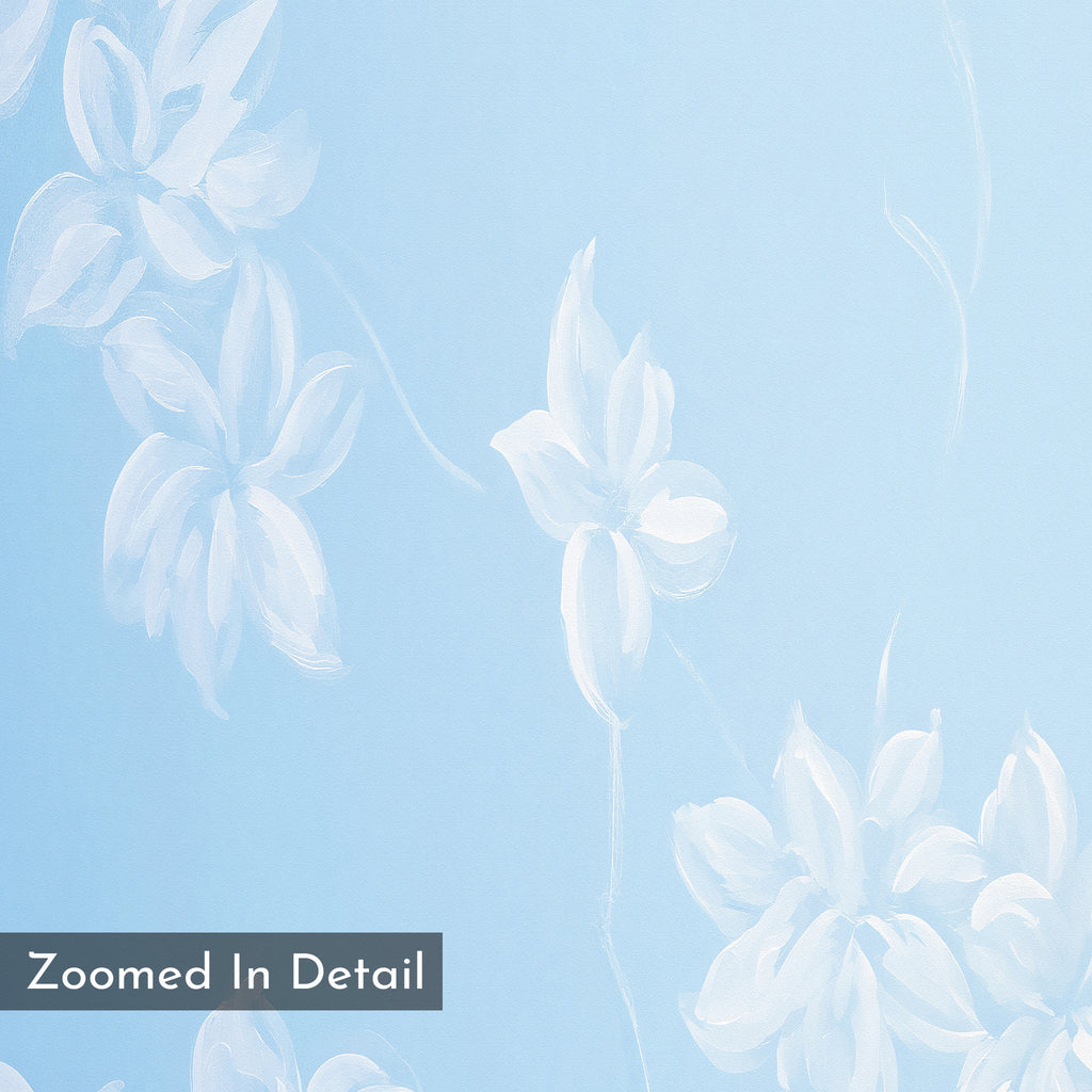 Whispering Petals in Powder Blue – blue botanical canvas wall art print by Aspire Prints
