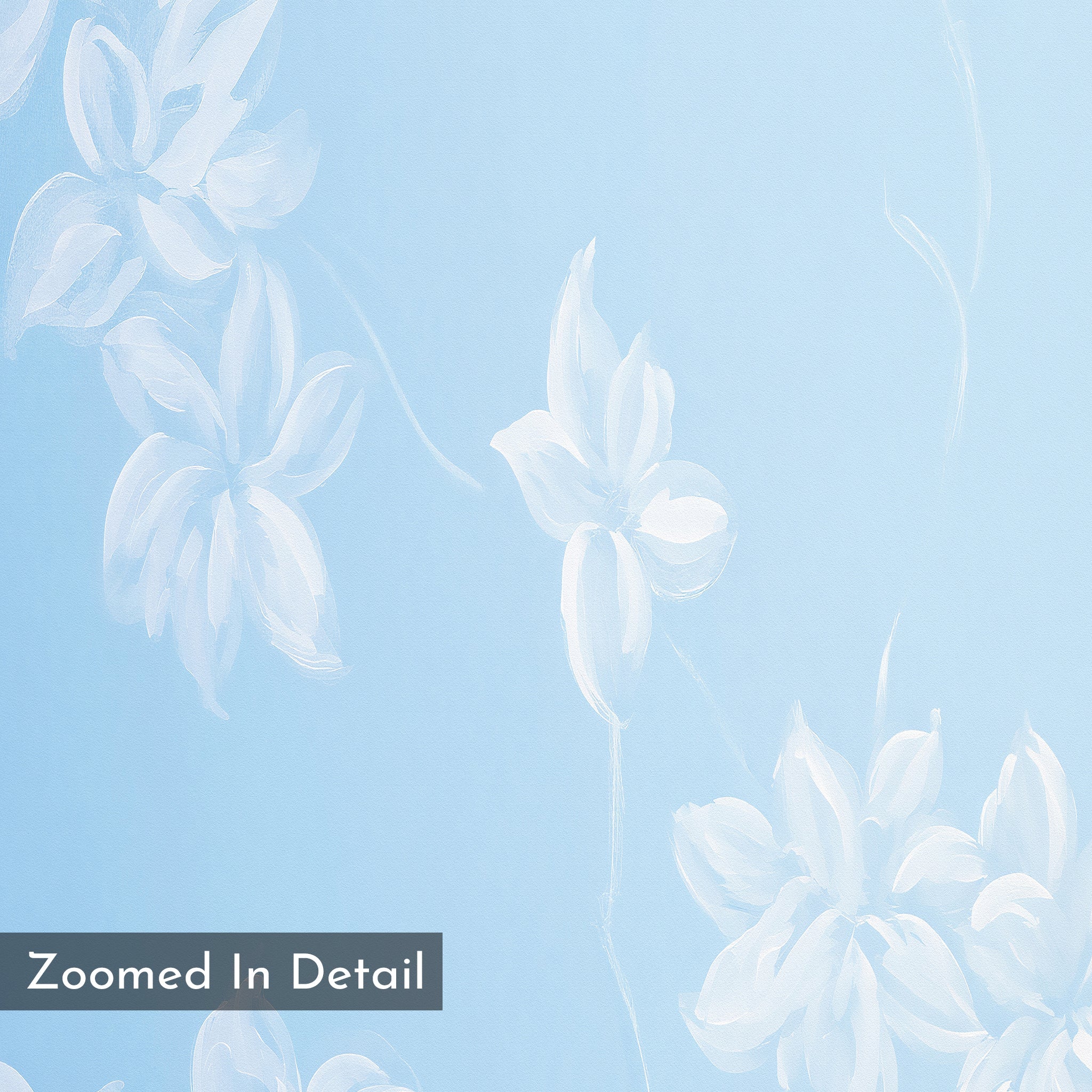 Whispering Petals in Powder Blue – blue botanical canvas wall art print by Aspire Prints