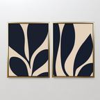 Inkbloom Duet – Set of 2 Canvas Prints set of 2 – blue botanical canvas wall art by Aspire Prints